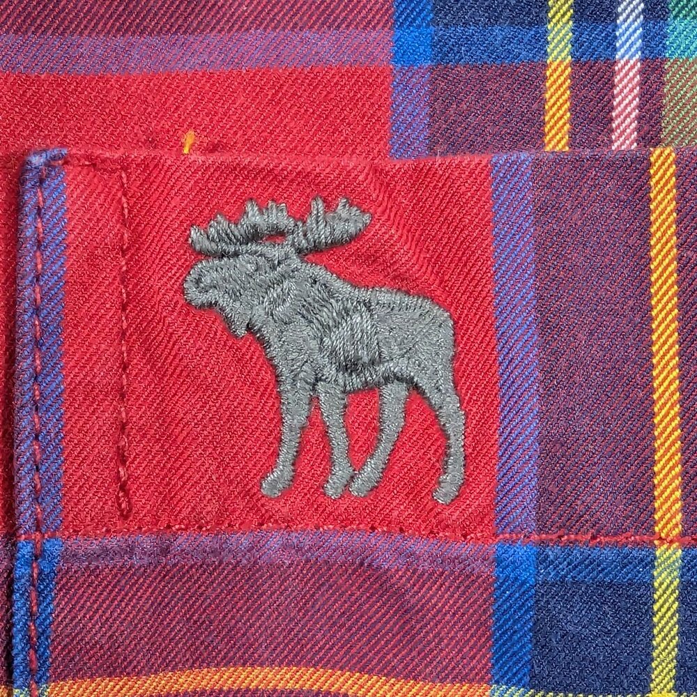 Abercrombie & Fitch Button Down Plaid Shirt Red Green and Blue - Picture 6 of 14